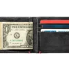 Black Leather Wallet- Anchor Metal Plate Design