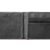 Black Leather Wallet- Bass Metal Plate Design