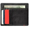 Black Leather Wallet- Anchor Metal Plate Design