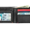 Black Leather Wallet- Skull Metal Plate Design