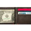 Mocha Leather Wallet- Anchor Metal Plate Design