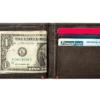 Mocha Leather Wallet- Spade Metal Plate Design